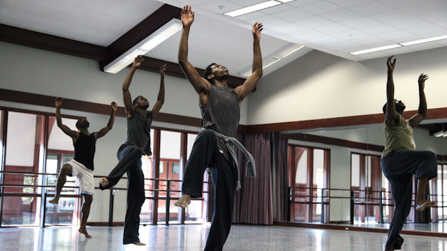 FSU Residency Apprentice Yeman Brown rehearses with Fist and Heel Performance Group