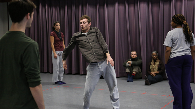 Courchel performs while FSU dance students and FSU faculty, Alex Ketley and Jawole Zollar, observe.