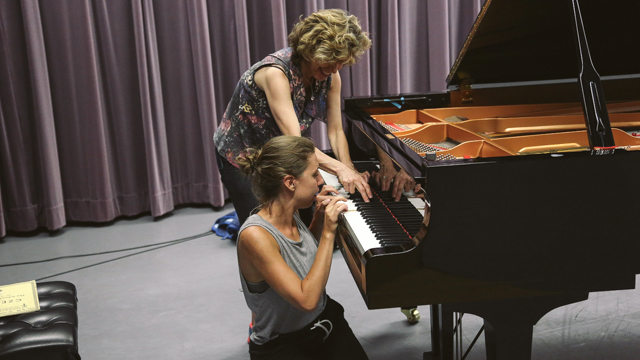Andreou and Parkins work with prepared piano to develop sound