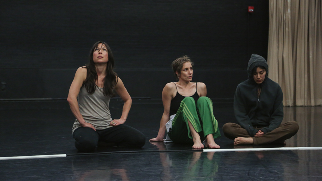 Emily Johnson, Krista Langberg and Aretha Aoki rehearse <i>SHORE</i>
