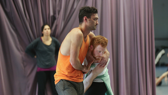 FSU student Ross Daniel works with Sean Donovan during the <i>Queer Choreographies</i> workshop