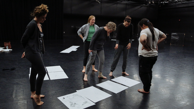 Jennifer Monson and collaborators during rehearsal for <i> in tow </i>