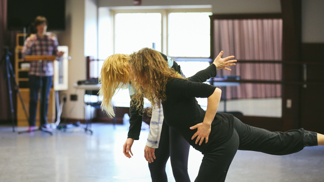 Marilyn Maywald and Heather Lang rehearse