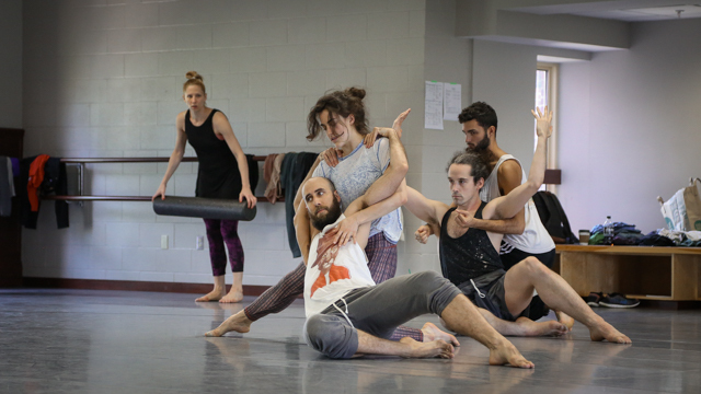 Heather Lang, Burr Johnson, Claire Westby, Stuart Singer, and Marc Crousillat in rehearsal