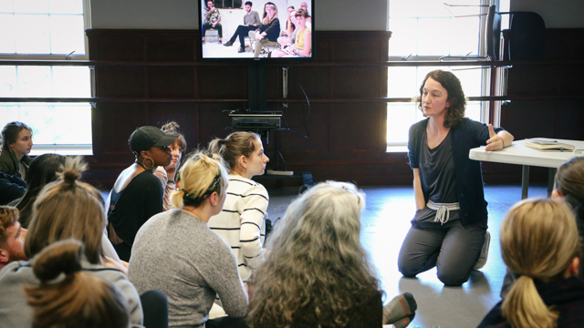 Durning discusses her ideas with FSU School of Dance students