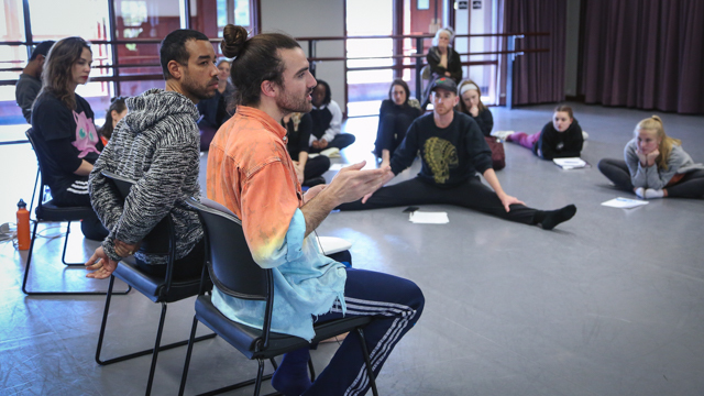 Artists talking with students from FSU's School of Dance