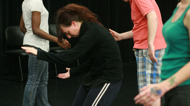 Lindsey Dietz Marchant works with FSU School of Dance students.