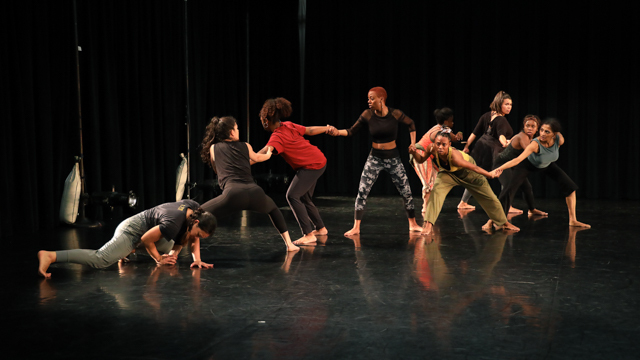 Chatterjea with collaborators and FSU School of Dance students in rehearsal
