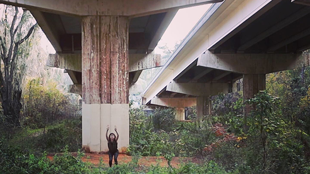 Video still of Joanna Kotze on location in Tallahassee for <em>Nothing’s changed except for everything</em>.