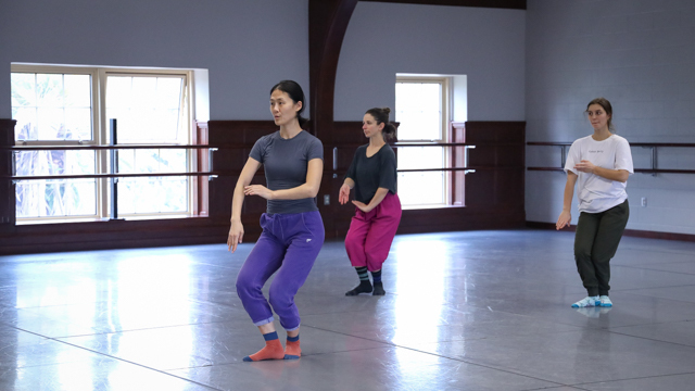 DaEun Jung works with Arletta Anderson and Tulsi Shah in rehearsal for <em>NORRI</em>