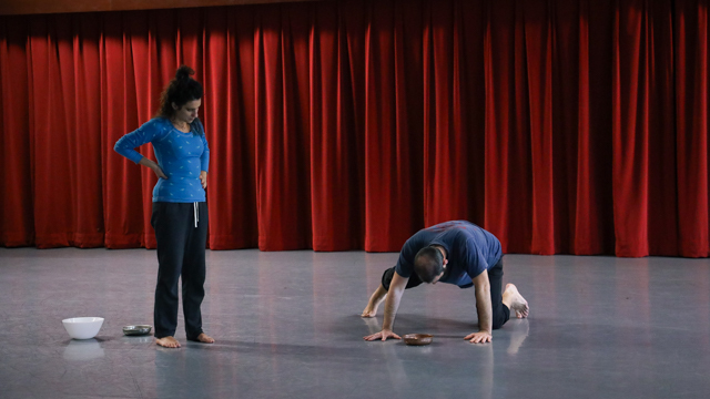 Meryl Zaytoun Murman in process with dancer Sebastian Tsifis