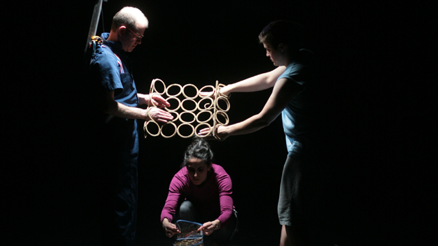 Mayer and Obsatz experiment with lighting ideas in rehearsal